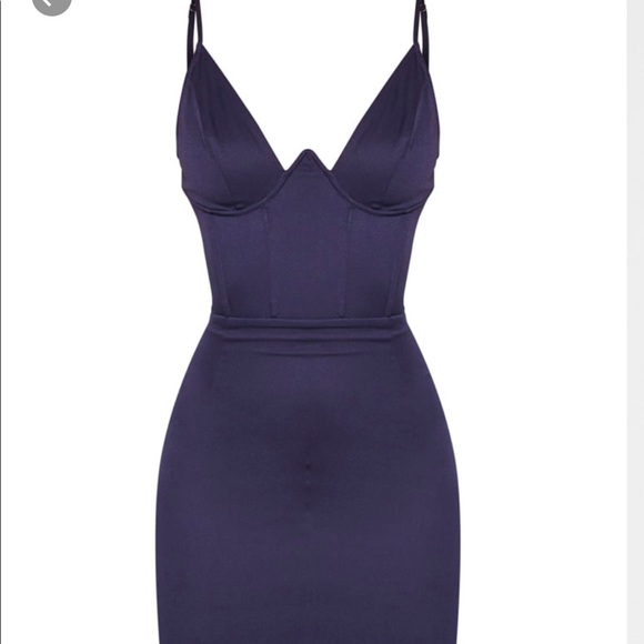COPY - Navy V Bar Binded midi dress - Picture 3 of 3